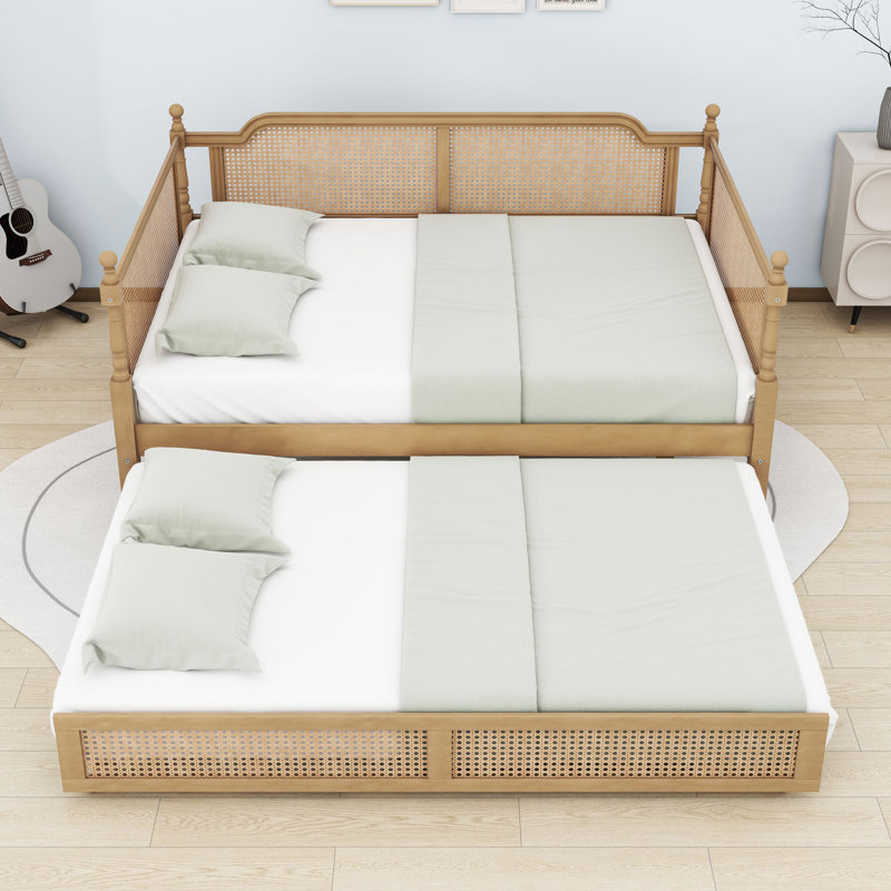 Wood Daybed with Twin Trundle and Slats, Full/Double, Antique Walnut