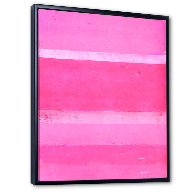 Bandes abstraites roses - peinture sur toile, H 20 po x l 12 po x P 1 po, Cadre flottant noir