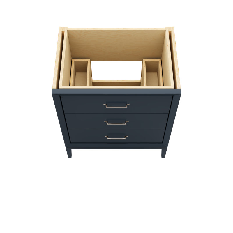 Alexandra Three-Drawer Single Bath Vanity, Hague Blue, 30", Satin Nickel