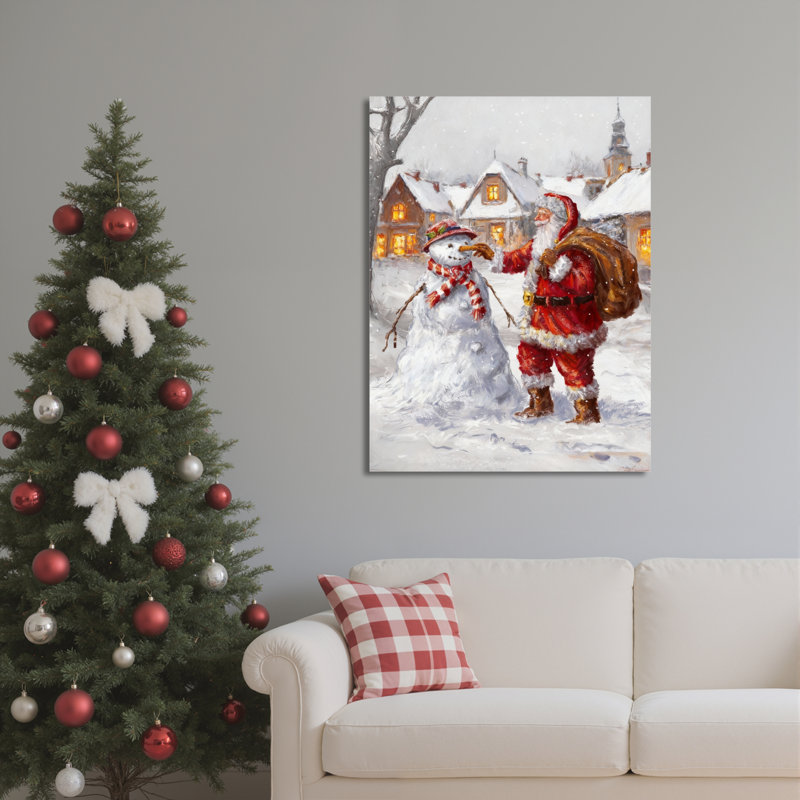 «Santa Snowman Winter», art mural sur toile, H 30 po x l 20 po