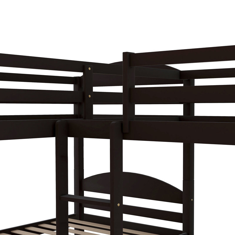 Lit simple superposé en forme de L avec lit gigogne - offre un environnement de sommeil relaxant pour une utilisation intensive
