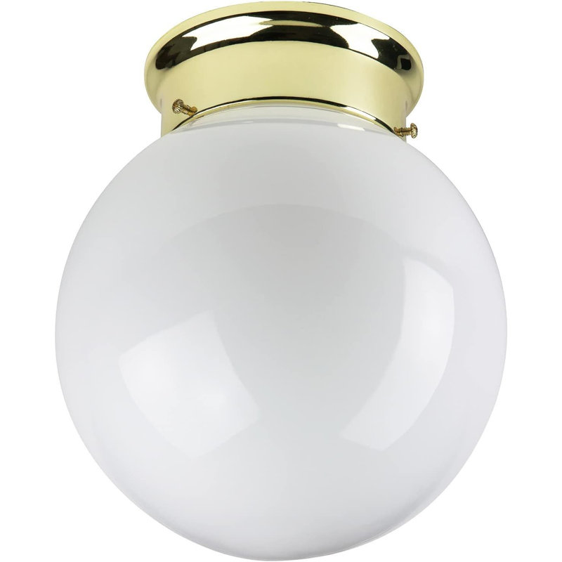 Glass Flush Mount, Brass, 8.2" H x 10.3" W x 8.3" D