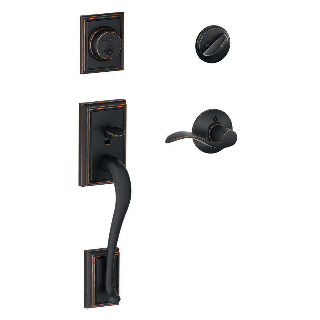 Addison Handleset with Single Cylinder Deadbolt and Accent Door Lever and Rosette Schlage Lever 