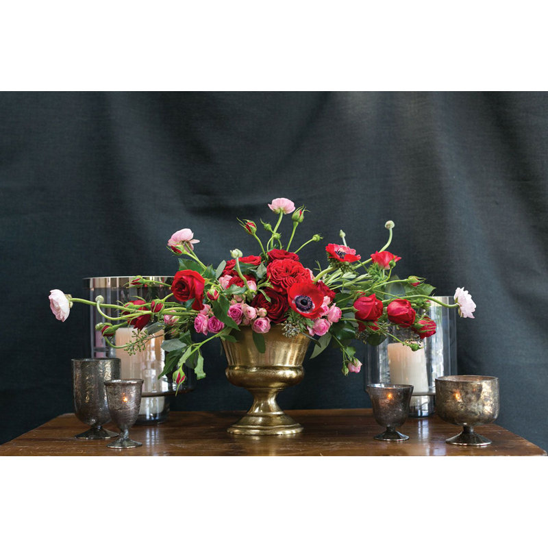 Vase de table en métal Etom, H 8 po x l 9 po x P 6,75 po