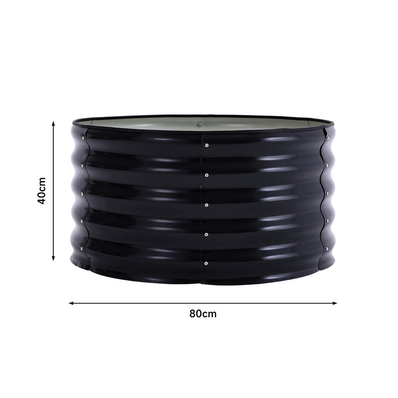 Metal Raised Garden Bed, 40cm H x 80cm W x 80cm D, Black