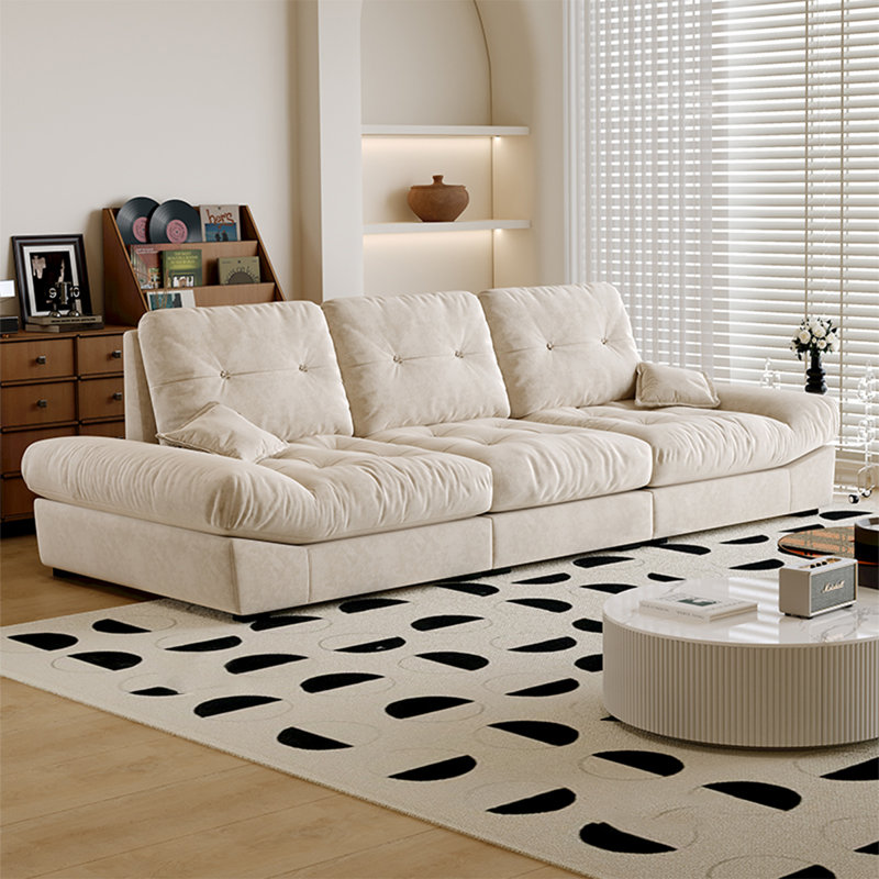 Beige Polyester Modular Sofa, 37.4" H x 118.11" W x 48.43" D