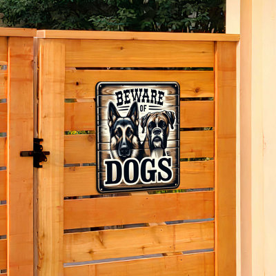 Enseigne en bois K demiani Méfiez-vous des chiens