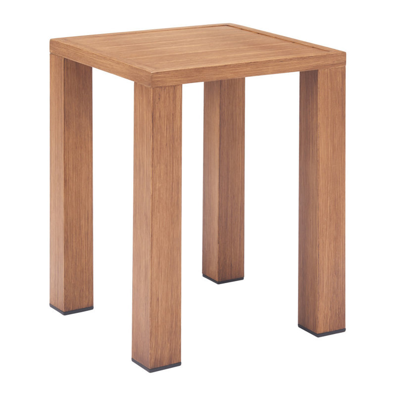 Table de bout contemporaine carrée en aluminium naturel 22 po