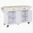 Kitchen Island with Rubber wood Countertop, Kitchen Cart on 5 Wheels with Storage Cabinet