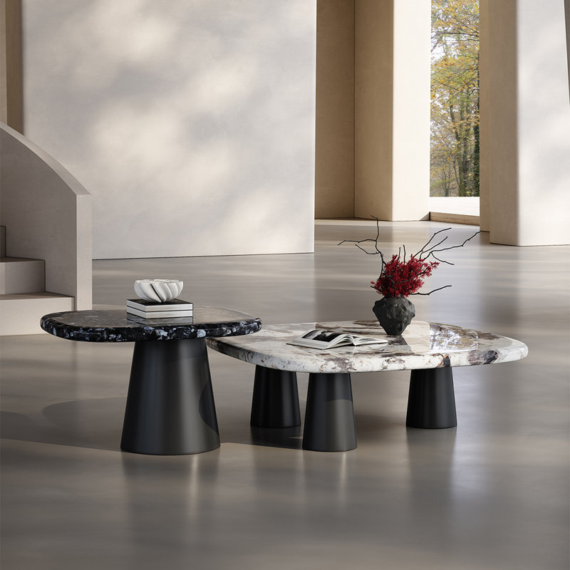 Ensemble de tables basses modernes et minimalistes en marbre