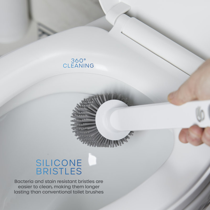 Swan SWFC2003WHTN Elevate Flexible Anti-Drip Silicone Toilet Brush and Holder with Hygienic Anti-Drip and Anti-Clog Design, Bacteria-Resistant, White