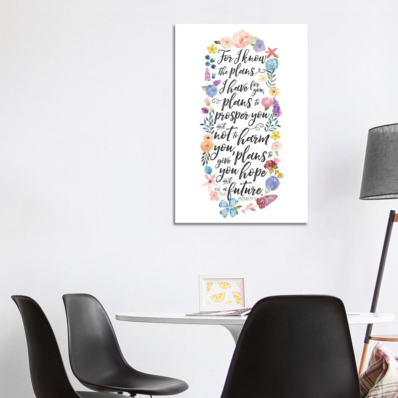 Floral Bible Verse Panel I by Noonday Design - Wrapped Canvas Print, 101.6 cm H x 66.04 cm W x 3.175 cm D