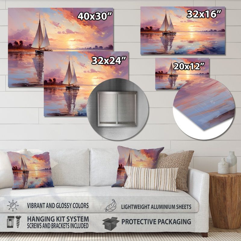 Voilier de bateau de rêve Regatta III - bateau, art mural en métal, H 30 po x l 40 po x P 1 po