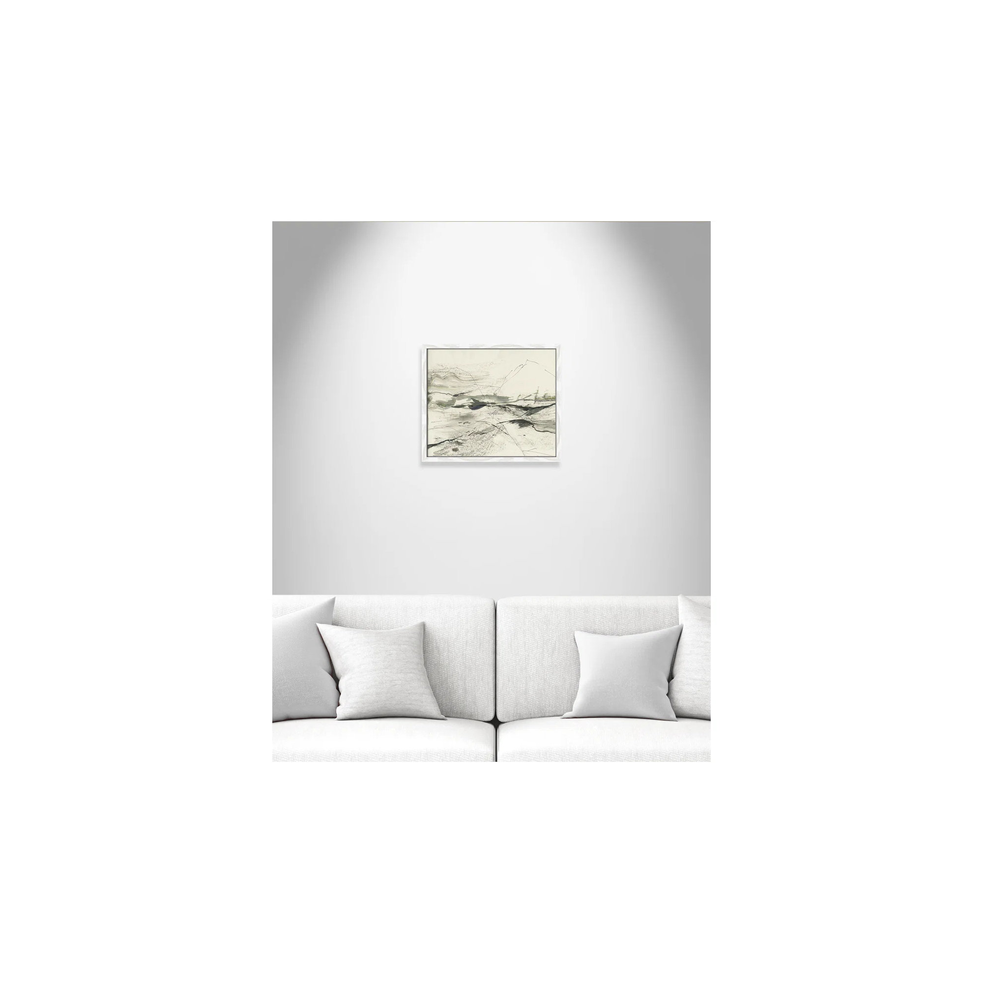Green Sketches by PI Studio, No Mat, White Slim Picture Framed, 16" H x 19" W x 0.75" D