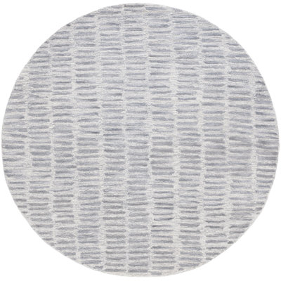 Jenaveve Hand Tufted Wool/Cotton Striped Rug in Silver/Gray