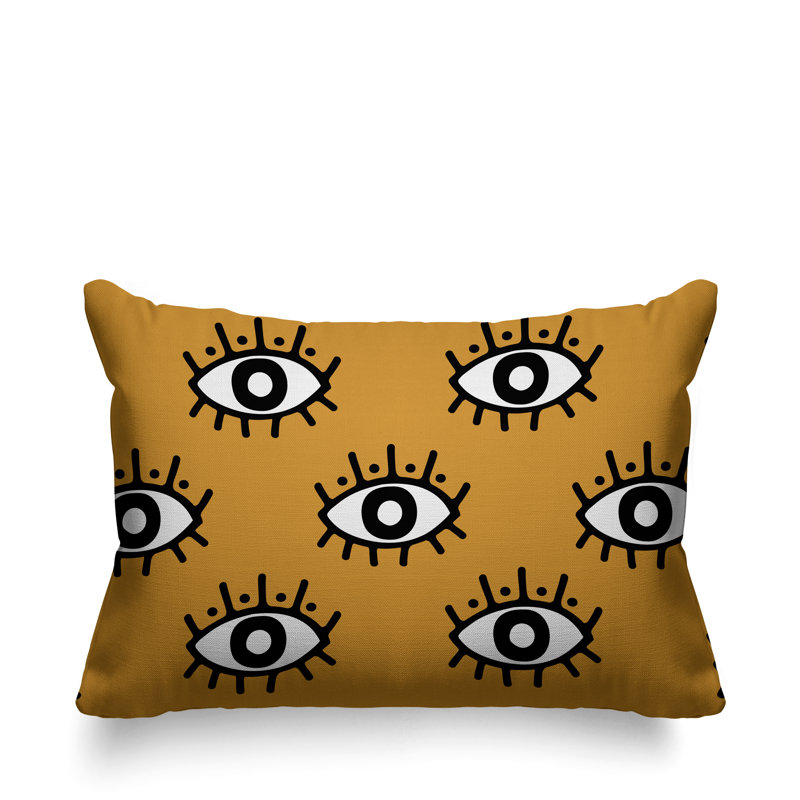 Coussin intérieur / extérieur Ankara Evil Eye, Jaune