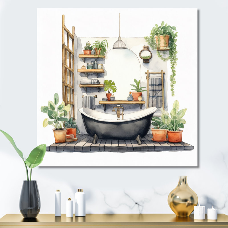 Décor de salle de bain naturel XXIX, H 16 po x l 32 po x P 1 po, Toile tendue