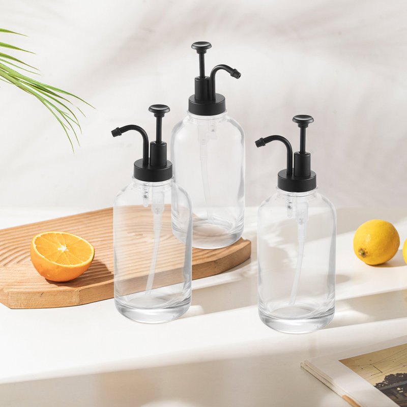 500ml Glass Syrup Dispenser, Clear/Black