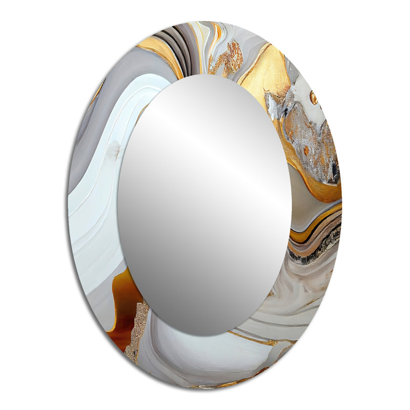 Miroir mural moderne blanc et doré, 40 po x 30 po