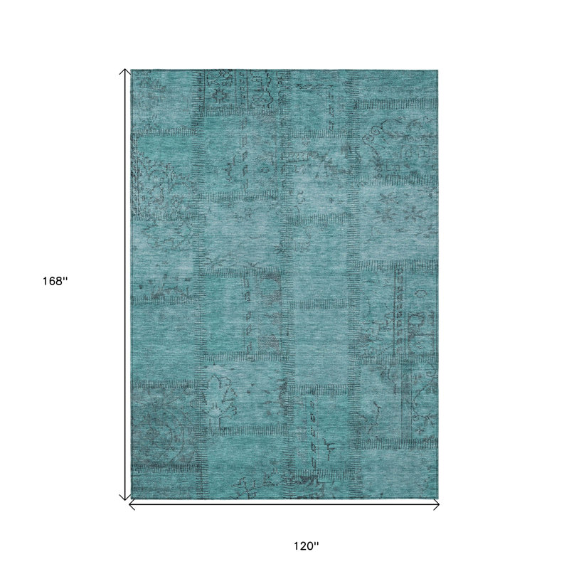 Tapis bleu sarcelle et turquoise 10 pi x 14 pi