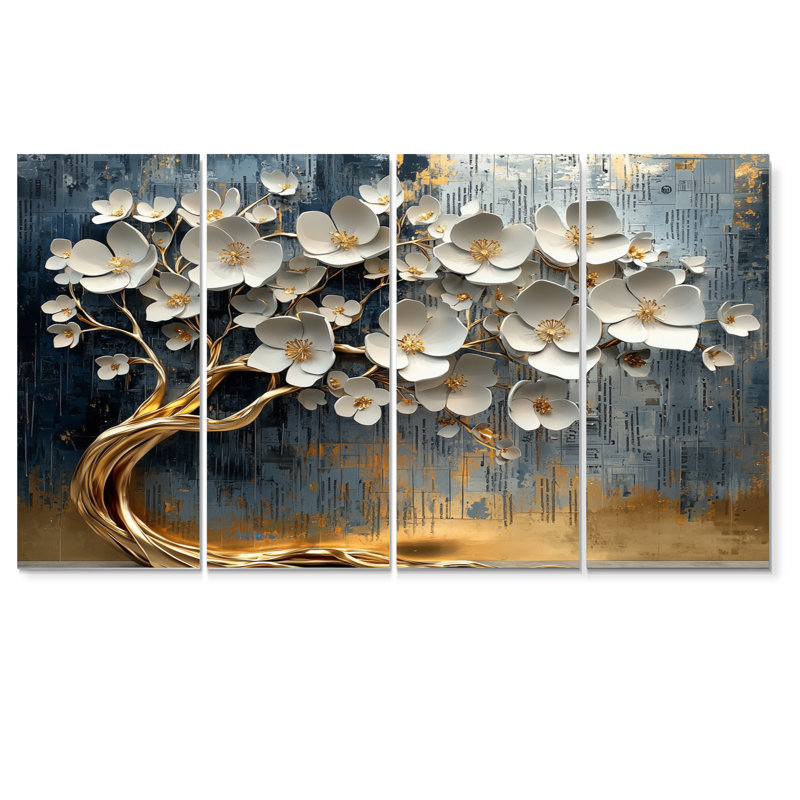 Fleurs de cerisier blanc - Arbre de cerisier en fleurs, H 32 po x l 64 po
