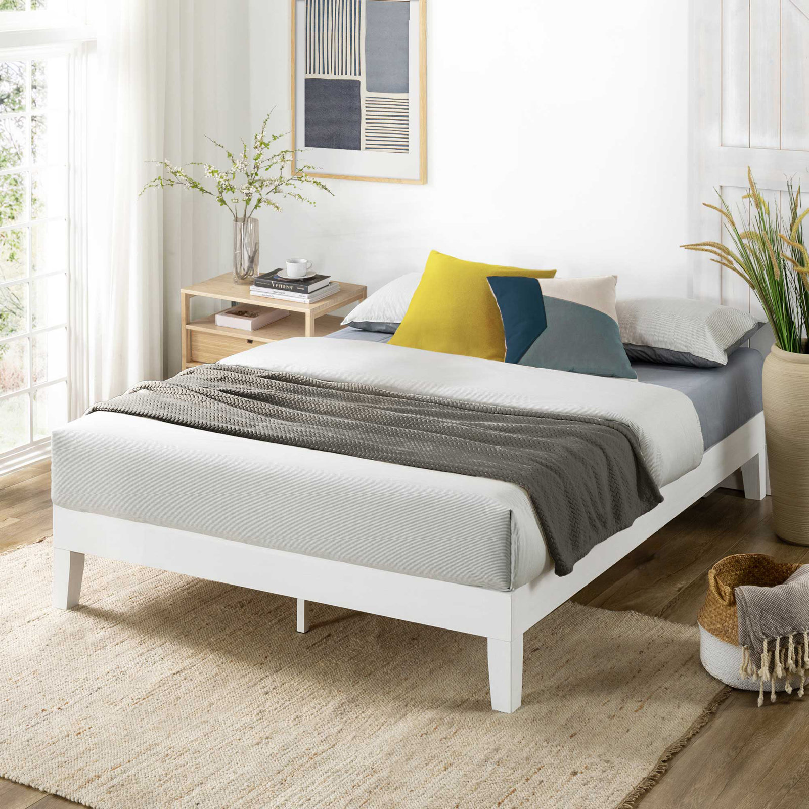Amaryn Solid Wood Bed, King, White