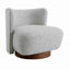 Chaise d'appoint courbée en tissu Tweed à dossier courbé, gris et noyer