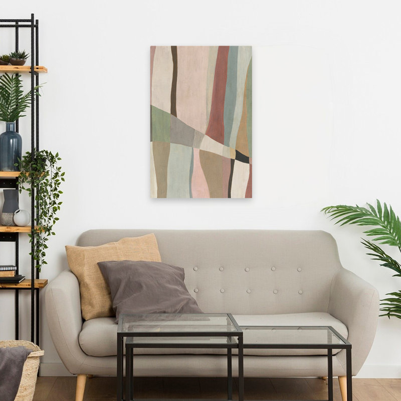 Chemins discrets de l'intersection douce - art abstrait de courbes géométriques en couches, H 24 po x l 16 po