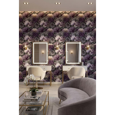 Floral Wallpaper Purple Modern Wall Mural