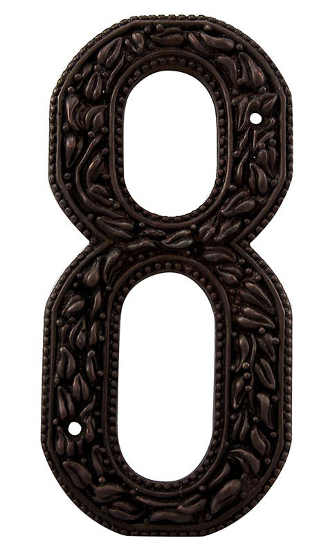 5 po. Numéro de maison San Michele, Bronze frotté à l'huile, 8