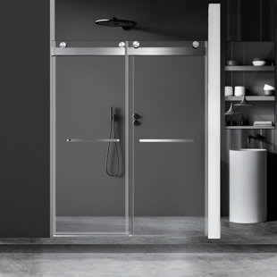 Porte de douche coulissante double sans cadre 68 "- 72" x H 76 "