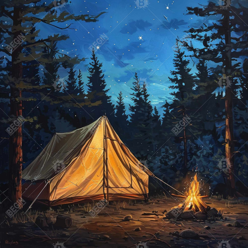 Tent - Blue Framed Canvas for Stylish Home Decor