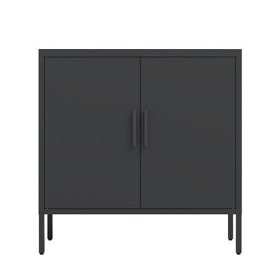 Steel Metal Storage Cabinet - 2 Doors & 2 Adjustable Shelves, Garage/Home Office File Cabinet