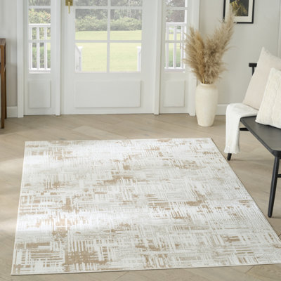 Lafever 4' x 6' Ivory Taupe Modern Indoor Rug