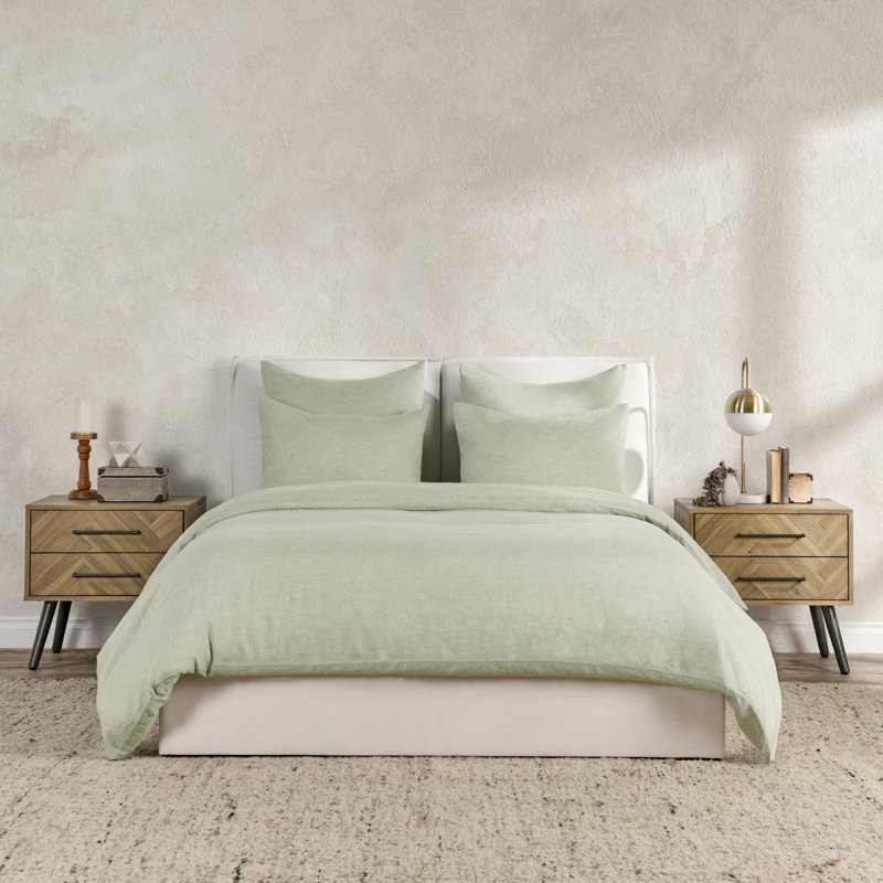 Brooke Blue/White Striped Duvet Cover, King Duvet Cover, Green