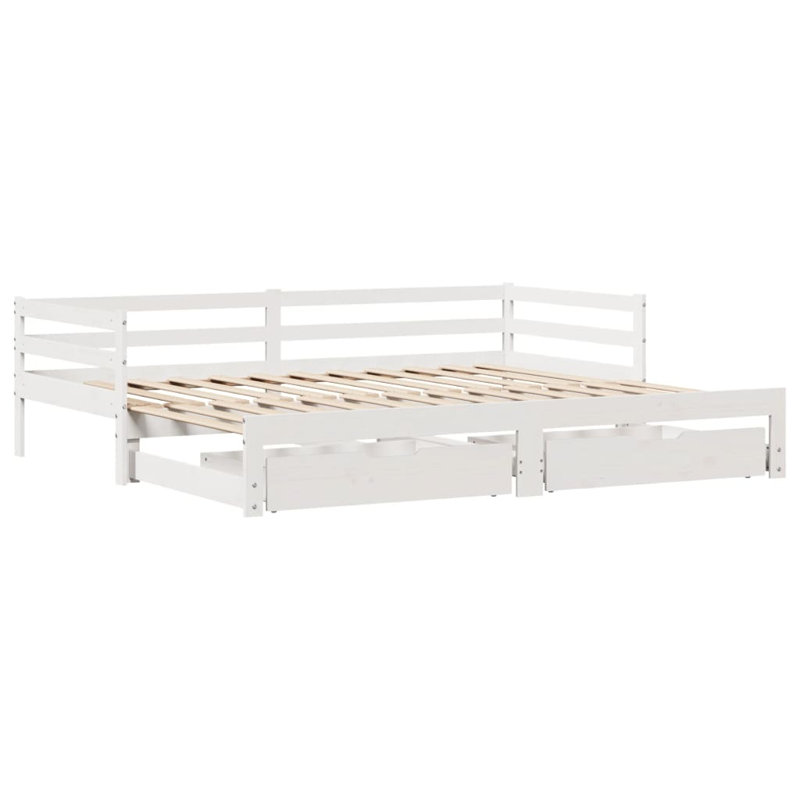 Blasingim Solid Wood with Trundle, White, 56.5 x 193.5 cm