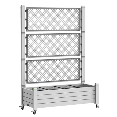 Resin Planter Box With Trellis With Wheels(Ashen)