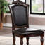 Vintage 2pcs Dining Chairs, Brown Cherry Wood, Faux Details, Black Seating Cushion Traditional Side Solid Wood Ornaments, Pad