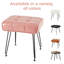 Tabouret de coiffeuse en similicuir rembourré avec pieds en métal, rose-1013636082