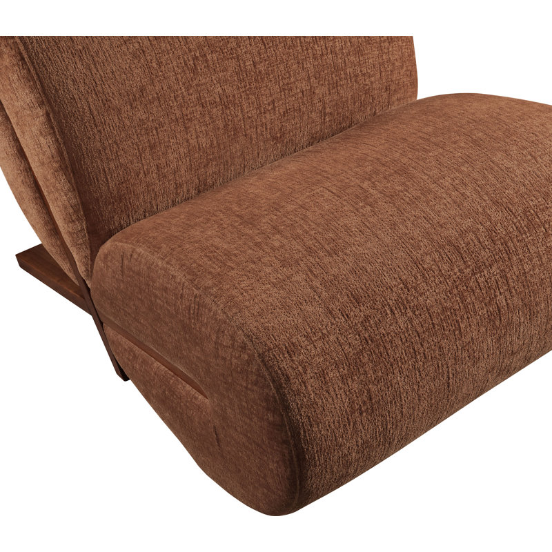 Akira Fabric Accent Chair, Brown Walnut, Cognac Polyester Fabric