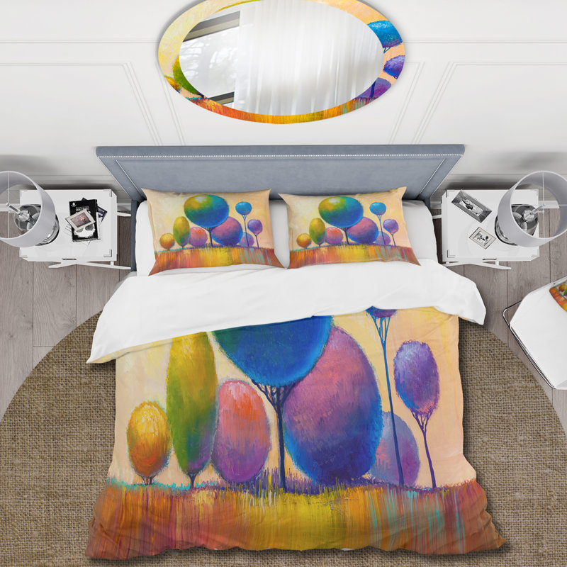 Ensemble de housse de couette Modern Colorful Trees VI - Microfibre polyester