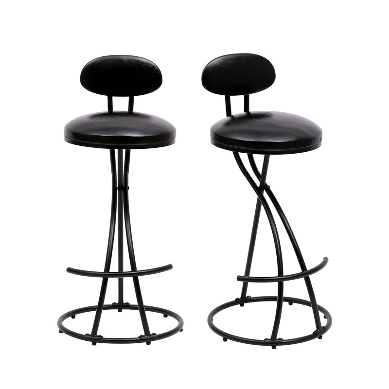 Tabouret de bar rond en velours sans accoudoirs avec dossier, ensemble de 2 chaises de comptoir rembourrées pour la salle à manger, îlot de cuisine