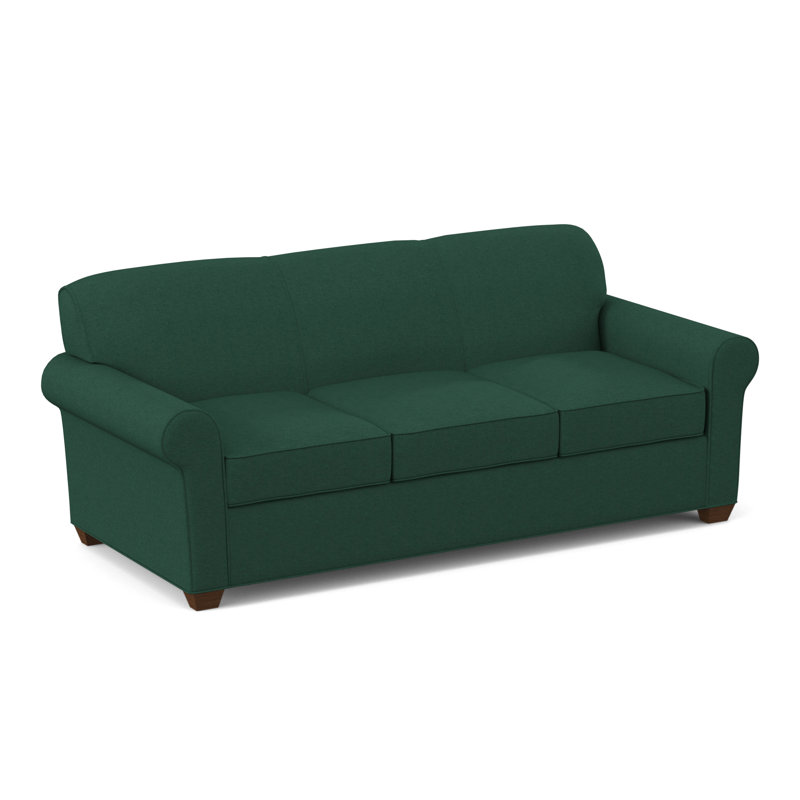 Finn Rolled Arm Sofa with Reversible Cushions, Montana Walnut, Antic Jade, 34" H x 83" W x 36" D