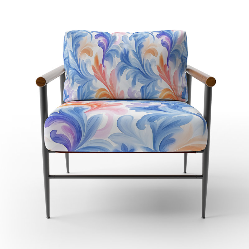 Chaise rembourrée French Country, Bras ronds bruns