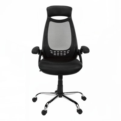 Office Chair,Adjustable Height,Swivel,Ergonomic,Armrests,Computer Desk,Work,Grey Mesh,Chrome Metal,Contemporary,