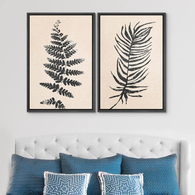 «Forest Fern Forest Forest Leaf Silhouette Nature Modern Art Rustic on Canvas», reproduction de 2 pièces