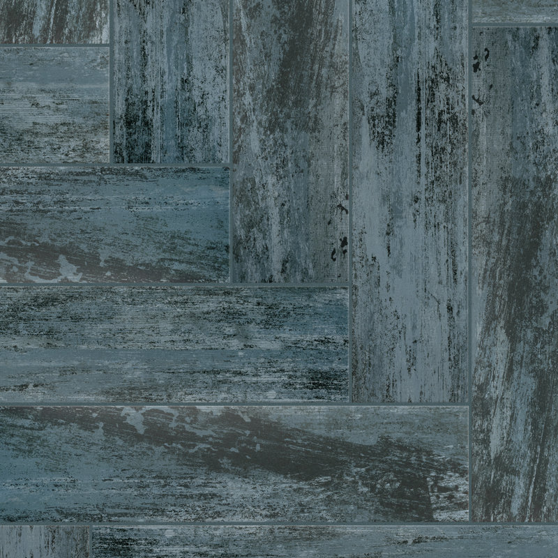 Cassis 8.5" x 35.5" Porcelain Wood Look Wall & Floor Tile, Black