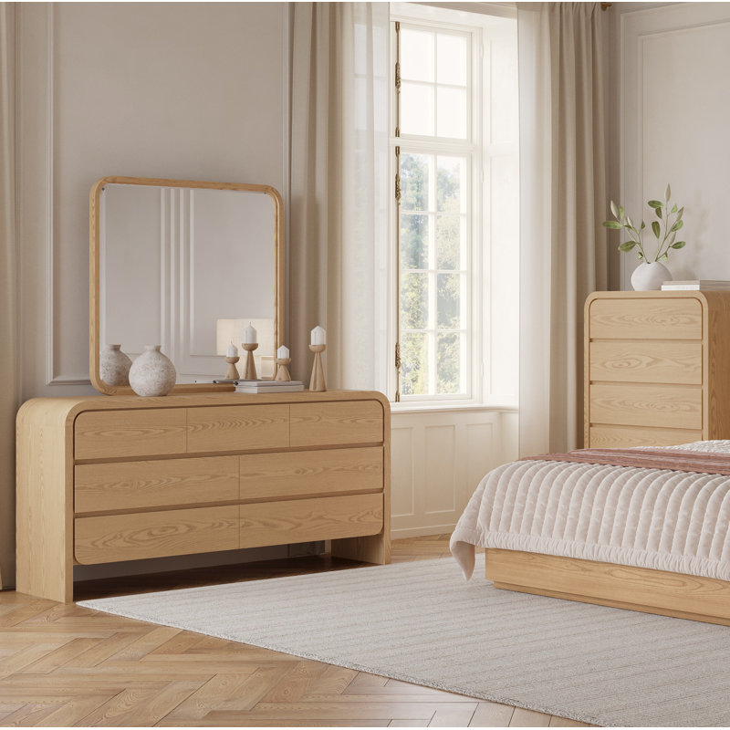 Nori 38" W 5-Drawer Vertical Solid Wood Dresser, Timber