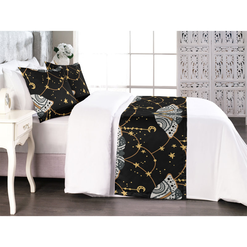 Ensemble de chemin de lit Ambesonne Moth Design Mystic Wingy, Très grand lit