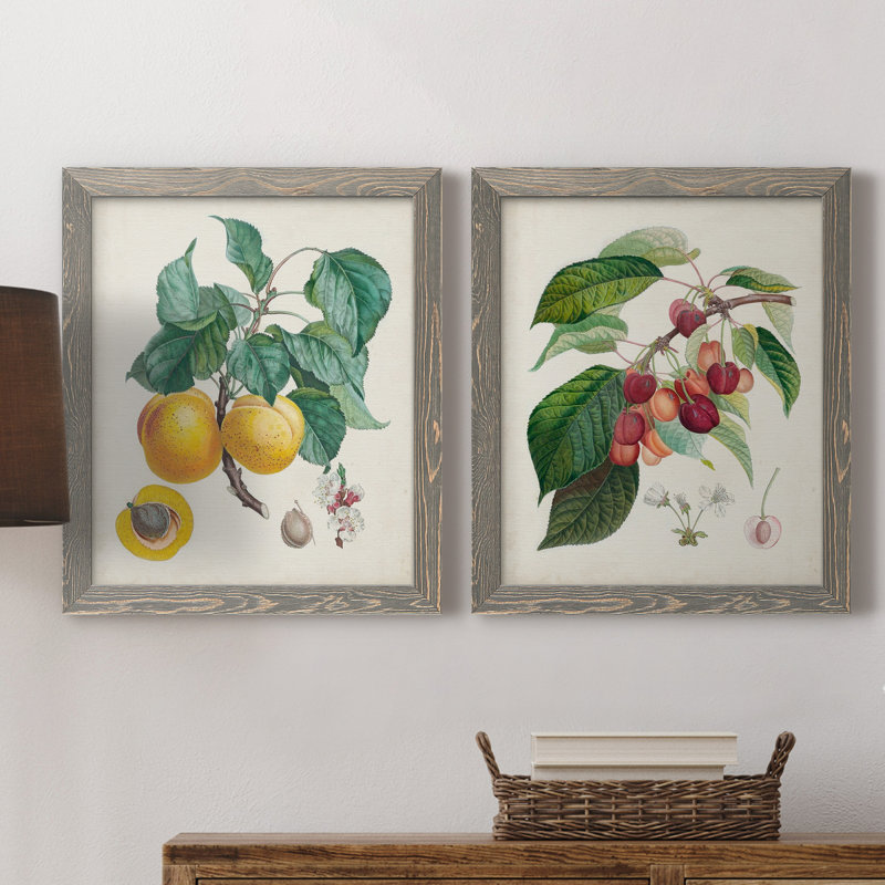 Abricot Peche - ensemble de reproduction d'art sur toile, H 24 po x l 36 po x P 1,5 po, Toile avec cadre gris, Pas de tapis